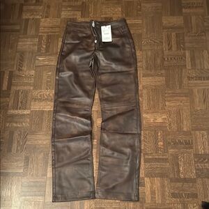 Zara Brown faux Leather Pants size XS